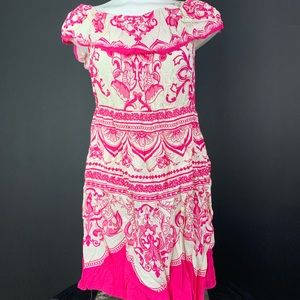 Shoulder White and Pink Dress